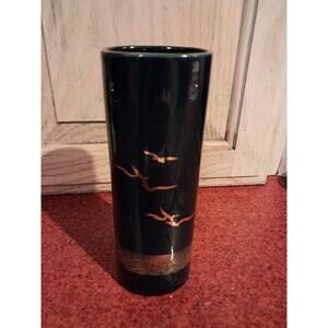 Otagiri 9 3/4" Tall Blue and Gold SEAGULL Vase - Made in Japan